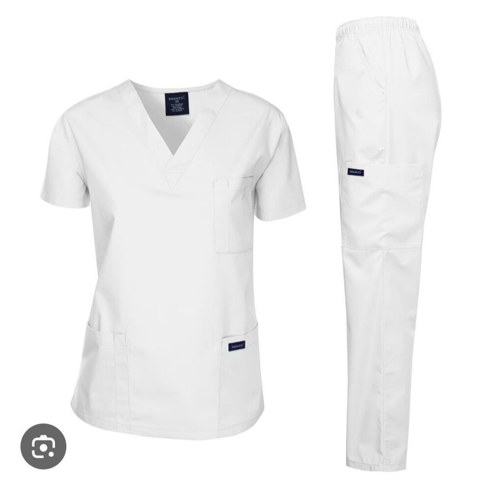 DAGACCI Scrub Set Unisex XL White Medical Uniform Top Pants NWT
